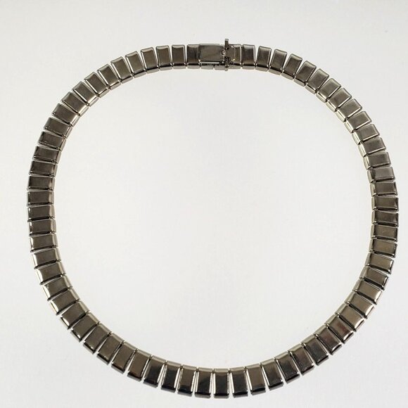 Vintage Elegant Double Row Square Rhinestone Necklace. - Picture 4 of 7